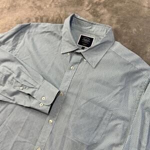 Charles Tyrwhitt Shirt Mens 2XL Blue Non-Iron Classic Fit Floral Button Down XXL